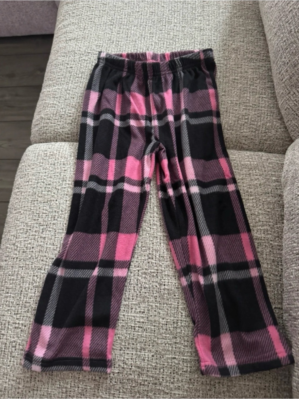 PJ PLACE Girls Pink Black Plaid Fleece Pajama Pants XS 4 NWT